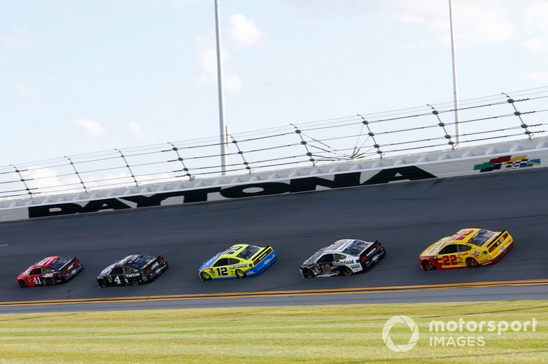 Daniel Suarez, Stewart-Haas Racing, Ford Mustang Haas Automation Kevin Harvick, Stewart-Haas Racing, Ford Mustang Busch Beer Car2Can Ryan Blaney, Team Penske, Ford Mustang Menards/Peak Aric Almirola, Stewart-Haas Racing, Ford Mustang Smithfield Joey Logano, Team Penske, Ford Mustang Shell Pennzoil