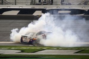 Denny Hamlin, Joe Gibbs Racing, Toyota Camry FedEx Express celebrates his second win of the Daytona 500