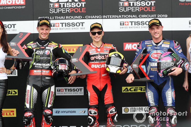 Polesitter Alvaro Bautista, 2. Jonathan Rea, 3. Alex Lowes