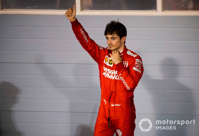 Charles Leclerc, Ferrari, terzo, dopo la gara