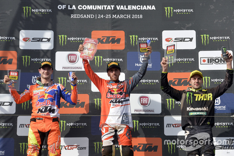 Podio: Jeffrey Herlings, Red Bull KTM Factory, Antonio Cairoli, Red Bull KTM Factory y Clement Desal