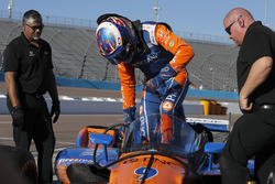 Scott Dixon, Chip Ganassi Racing Honda, teste le pare-brise
