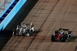 Josef Newgarden, Team Penske Chevrolet passes Robert Wickens, Schmidt Peterson Motorsports Honda for the lead