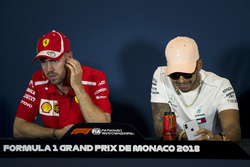 Sebastian Vettel, Ferrari en Lewis Hamilton, Mercedes-AMG F1 in de persconferentie