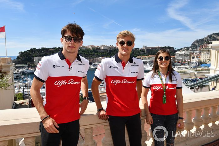 Charles Leclerc, Sauber, Marcus Ericsson, Sauber y Tatiana Calderon, Sauber