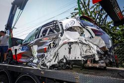 The car of Mehdi Bennani, Sébastien Loeb Racing Volkswagen Golf GTI TCR after the crash