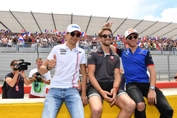Esteban Ocon, Force India F1, Romain Grosjean, Haas F1 and Pierre Gasly, Scuderia Toro Rosso