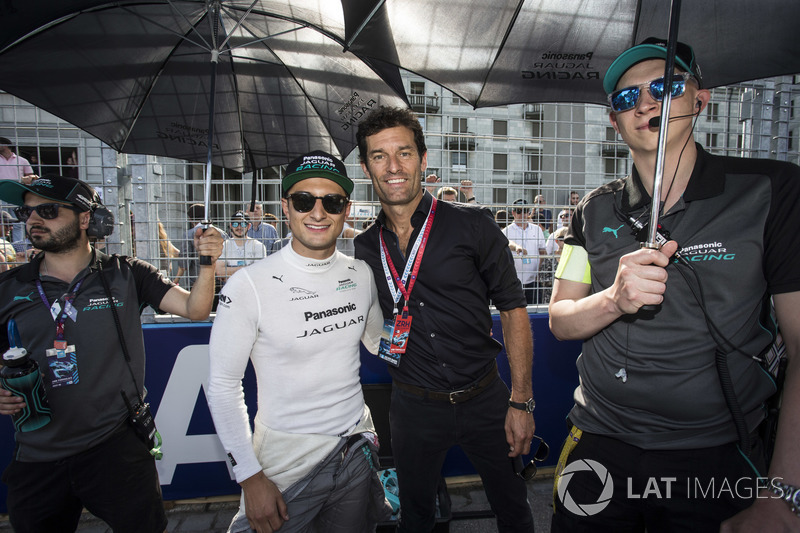 Mitch Evans, Jaguar Racing, with Mark Webber