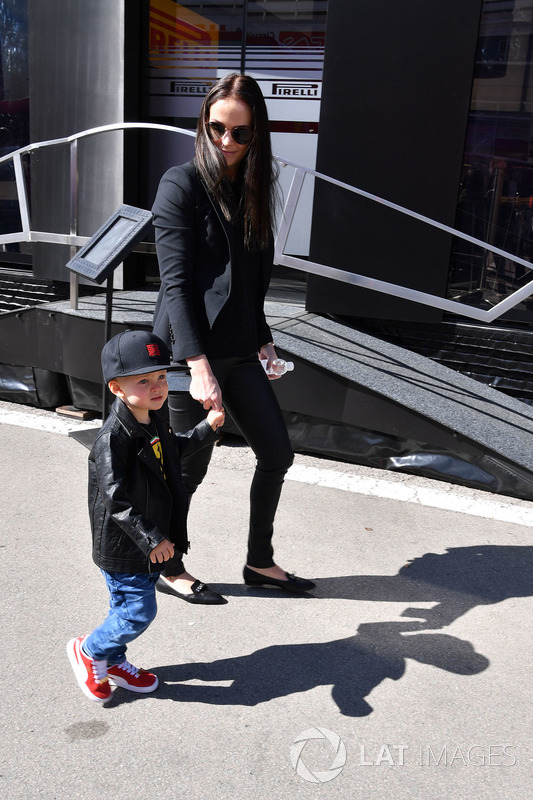 Minttu Virtanen, wife of Kimi Raikkonen, Ferrari with son Robin Raikkonen