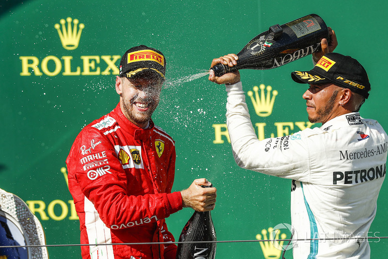 Sebastian Vettel, Ferrari, Lewis Hamilton, Mercedes AMG F1
