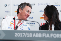 Alejandro Agag, CEO, Formula E, talks to Virginia Elena Raggi, Mayor of Rome