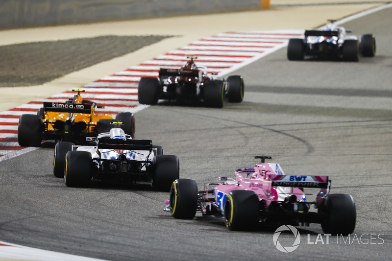 Charles Leclerc, Sauber C37 Ferrari, Stoffel Vandoorne, McLaren MCL33 Renault, Sergey Sirotkin, Williams FW41 Mercedes, e Sergio Perez, Force India VJM11 Mercedes