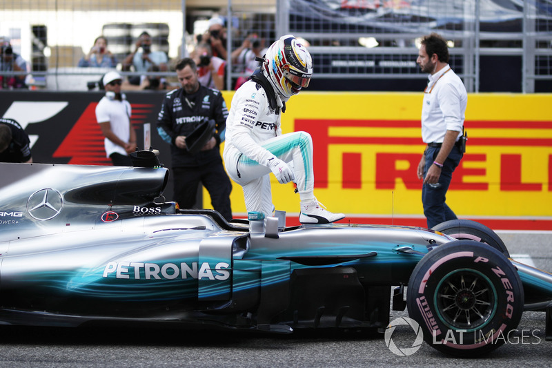 Il poleman Lewis Hamilton, Mercedes AMG F1 W08