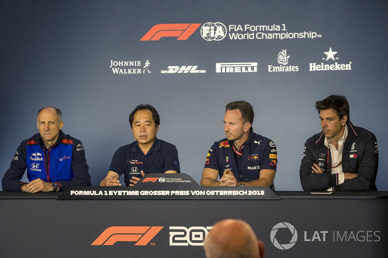 Franz Tost, Scuderia Toro Rosso Team Principal, Toyoharu Tanabe, Honda F1 Technical Director, Christian Horner, Red Bull Racing Team Principal and Toto Wolff, Mercedes AMG F1 Director of Motorsport