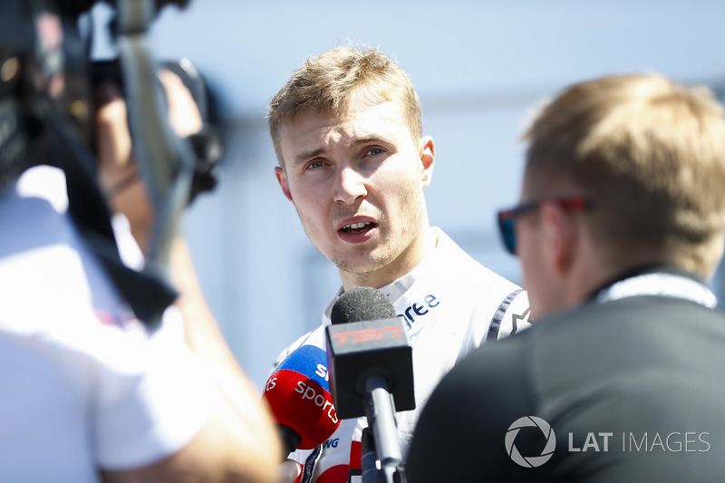 Sergey Sirotkin, Williams Racing, talks to the media in qualifying