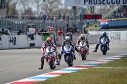 Michael van der Mark, Honda WSBK Team, Sylvain Guintoli, Pata Yamaha, und Nicky Hayden, Honda WSBK T