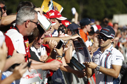 Felipe Massa, Williams Martini Racing, signs autographs for fans