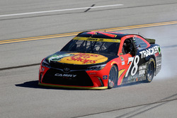 Martin Truex Jr., Furniture Row Racing Toyota with a blown engine