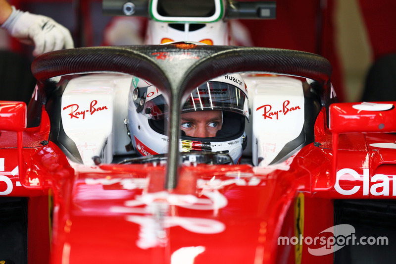 Sebastian Vettel, Ferrari SF16-H running the Halo cockpit cove