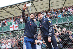 (L to R): Daniel Ricciardo, Red Bull Racing with team mate Max Verstappen, Red Bull Racing