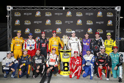 The Chase for the Sprint Cup field of drivers: Brad Keselowski, Team Penske Ford, Tony Stewart, Stewart-Haas Racing, Kurt Busch, Stewart-Haas Racing Chevrolet, Joey Logano, Team Penske Ford, Denny Hamlin, Joe Gibbs Racing Toyota, Carl Edwards, Joe Gibbs Racing Toyota, Kevin Harvick, Stewart-Haas Racing Chevrolet, Matt Kenseth, Joe Gibbs Racing Toyota, Chris Buescher, Front Row Motorsports Ford, Martin Truex Jr., Furniture Row Racing Toyota, Chase Elliott, Hendrick Motorsports Chevrolet, Kyle Larson, Chip Ganassi Racing Chevrolet, Jimmie Johnson, Hendrick Motorsports Chevrolet, Austin Dillon, Richard Childress Racing Chevrolet, Jamie McMurray, Chip Ganassi Racing Chevrolet