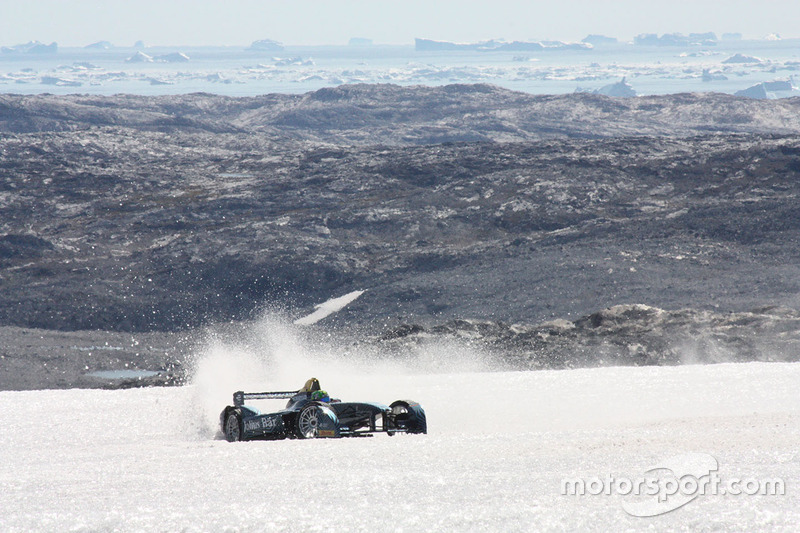 Lucas di Grassi drives on the Arctic ice cap