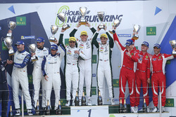 Podium LM GTE Am: first place Paul Dalla Lana, Pedro Lamy, Mathias Lauda, Aston Martin Racing, second place Christian Ried, Wolf Henzler, Joël Camathias, KCMG, third place Francois Perrodo, Emmanuel Collard, Rui Aguas, AF Corse