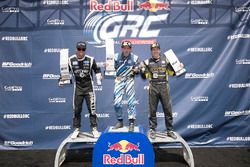 Podium: race winner Scott Speed, Volkswagen, second place Patrik Sandell, Ford, third place Tanner Foust, Volkswagen