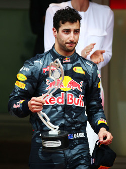 Second placed Daniel Ricciardo, Red Bull Racing on the podium