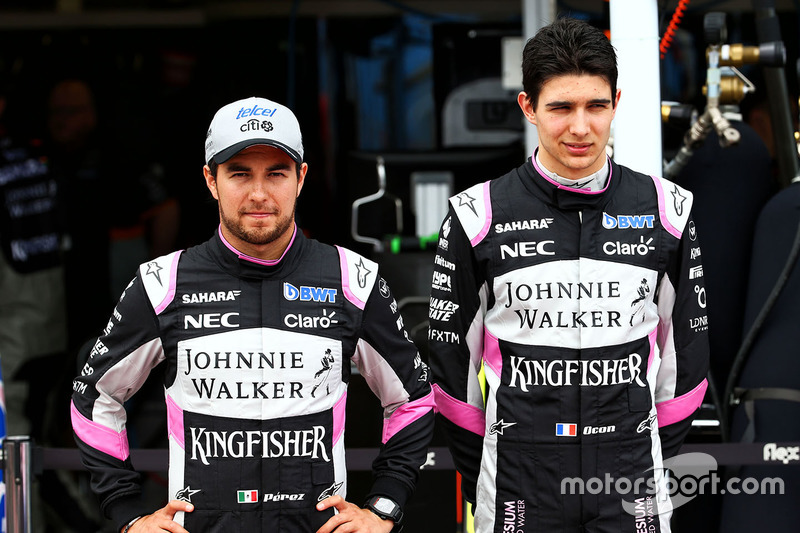 Sergio Perez, Sahara Force India F1; Esteban Ocon, Sahara Force India F1