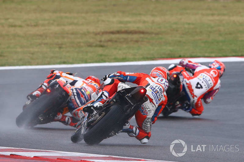 Данило Петруччи, Pramac Racing, Марк Маркес, Repsol Honda Team, и Андреа Довициозо, Ducati Team