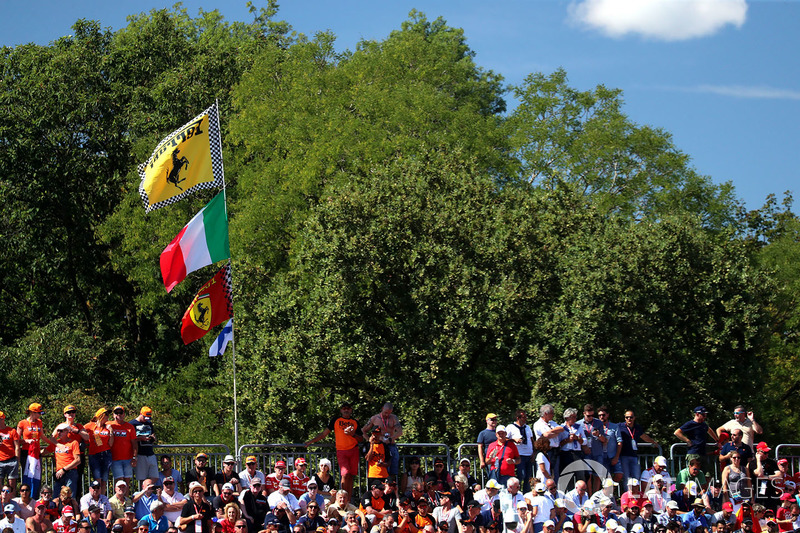 Ferrari fans and flags in the grandstand