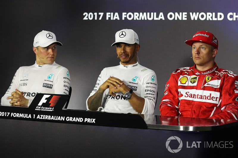 Кімі Райкконен, Ferrari, Льюіс Хемілтон, Mercedes AMG F1, Валттері Боттас, Mercedes AMG F1