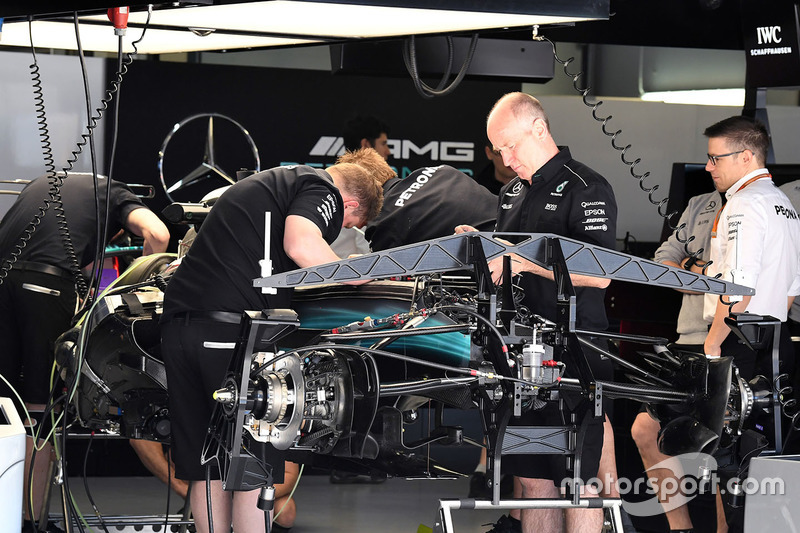 Mercedes AMG F1 W08 in the garage