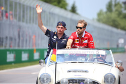 Max Verstappen, Red Bull, Sebastian Vettel, Ferrari, in the drivers parade