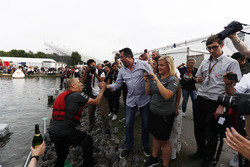 The McLaren raft team celebrate victory