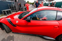 Sebastian Vettel, Ferrari, arrives at the circuit