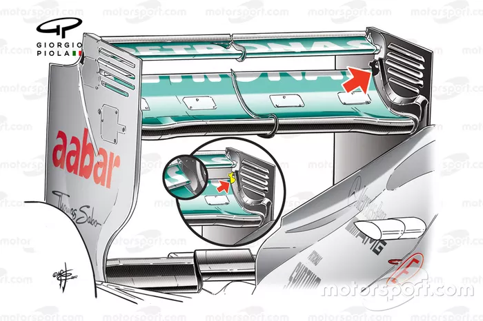 Mercedes W03 rear wing double DRS