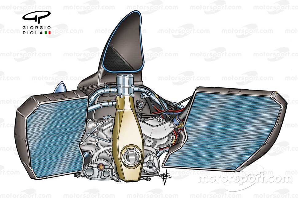 Ferrari F2004 (655) 2004, dettaglio del sistema di raffreddamento