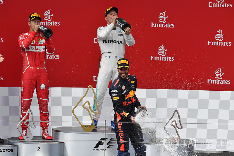 Podyum: Yarış galibi Valtteri Bottas, Mercedes AMG F1, 2. Sebastian Vettel, Ferrari, 3. Daniel Ricciardo, Red Bull Racing