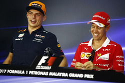 Max Verstappen, Red Bull Racing, Sebastian Vettel, Ferrari, in The FIA press conference