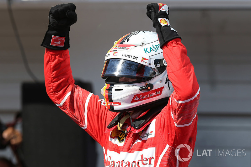 Ganador de la carrera Sebastian Vettel, Ferrari