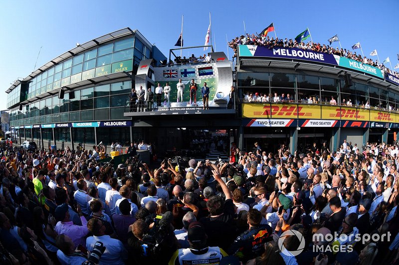 A huge crowd gathered beneath the podium