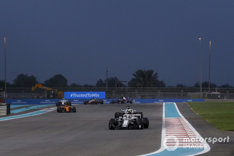Charles Leclerc, Sauber C37 Lance Stroll, Williams FW41 and Stoffel Vandoorne, McLaren MCL33