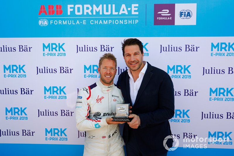 Sam Bird, Envision Virgin Racing, is presented with the Pole Position award