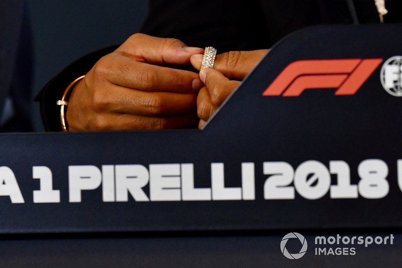 Hands of Lewis Hamilton, Mercedes AMG F1 in Press Conference