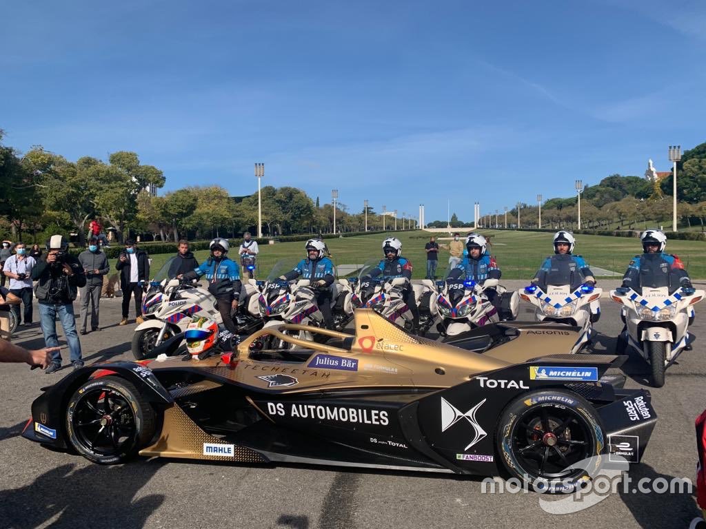 Antonio Felix Da Costa, driver of DS TECHEETAH FE Team, celebrates championship titles in Lisbon, Portugal