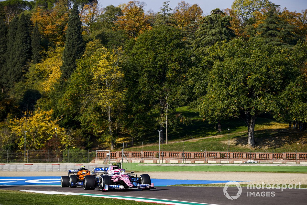 Lance Stroll, Racing Point RP20, Lando Norris, McLaren MCL35