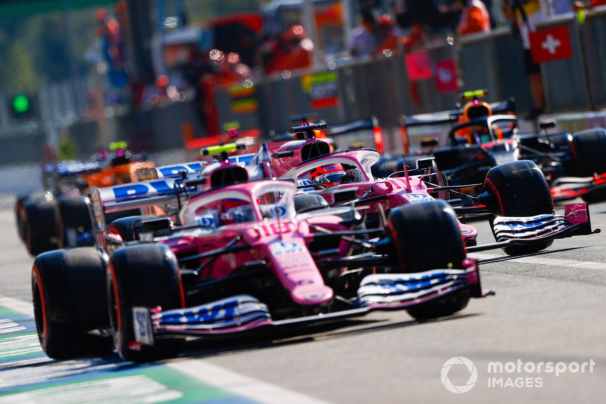 Lance Stroll, Racing Point RP20, Sergio Pérez, Racing Point RP20, Alex Albon, Red Bull Racing RB16