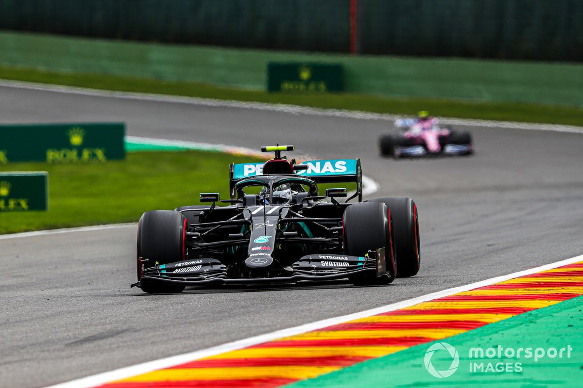 Valtteri Bottas, Mercedes F1 W11, Lance Stroll, Racing Point RP20